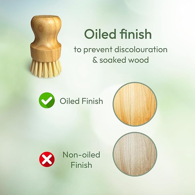 Moka Bamboo Dish Brush - Eco Friendly Scrub Brush with Natural Bristle - Premium Bamboo Dish Scrubber for Kitchen Cleaning, Dishes, Pots, and Pans - Sustainable and Durable Design