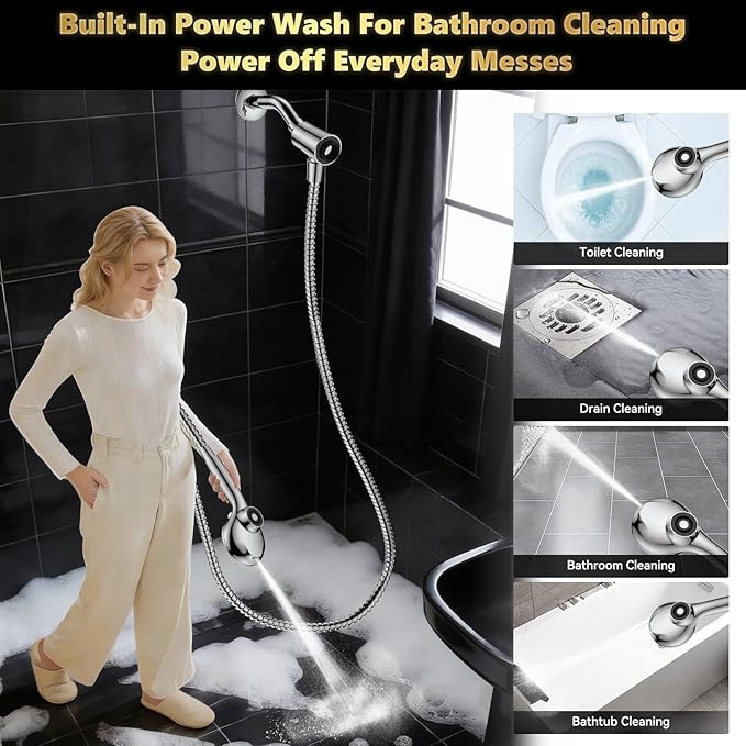 High Pressure Filtered Shower Head with Handheld, Upgrade Magnetic 10-Mode Handheld Showerhead Built-in Power Wash for Bathroom Cleaning, Detachable Shower Head with 71" Shower hose