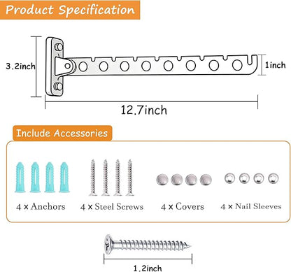 Wall Mounted Clothes Drying Rack 2 Pack, Laundry Hanger Dryer Rack Stainless Steel Folding Clothes Hanger Organizer for Laundry Room, Retractable Wall Hanger Space Saving Drying Rack for Clothes