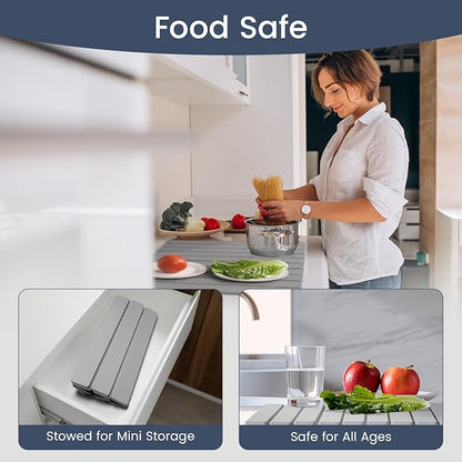 Meowoo Stone Drying Mat for Kitchen Counter, 23.6"x15.3" Foldable Diatomaceous Earth Mat, Super Absorbent, Quick-Dry Bath & Kitchen Pad for Dishes, Cups, Non-Slip, Fit Any Countertop - Light Gray