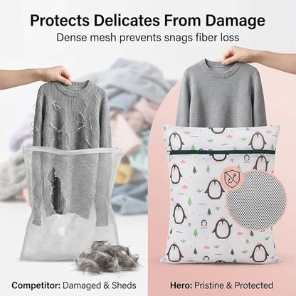 Mesh Laundry Bags for Delicates – 5-Pack (Bra Bag + S/M/L/XL) | Durable Honeycomb Mesh, Protects Clothing in Washer & Dryer, Travel Organizer – Ideal for Bras, Lingerie, Sweaters