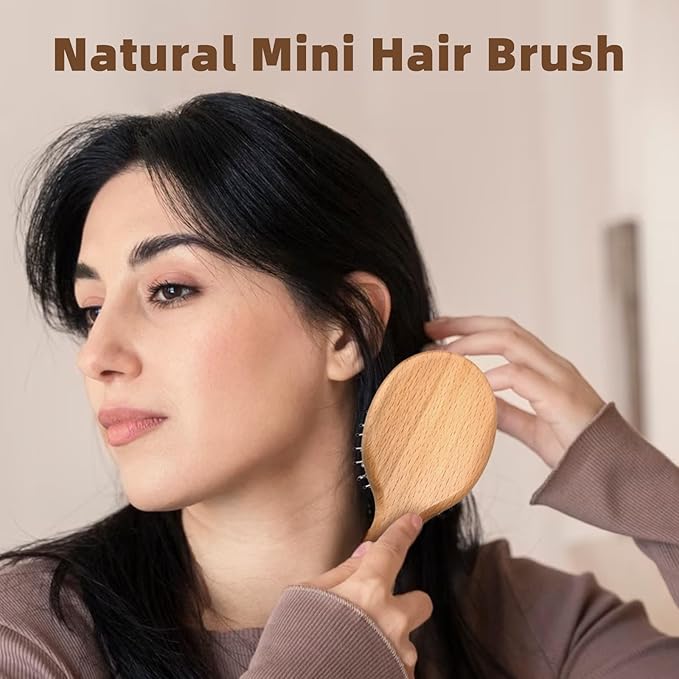 BLACK EGG Mini Hair Brush - Mini Boar Bristle Hair Brush for All Hair Types Tangle-Free Hair Comb for Women Men Kids - Detangling Travel Hairbrush
