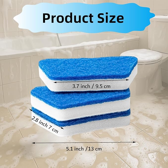 Tub Tile Scrubber Cleaning Sponge, Scrubbing Sponge DIY Cleaning Sponge for Cleaning Shower Bathroom Vessel Sinks Kitchen Toilet Wall Floor 3 Pcs (Replaceable Sponge, Without Handle)