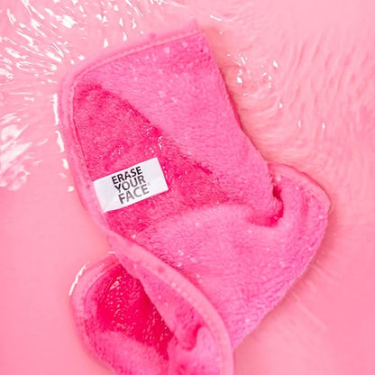 ERASE YOUR FACE Reusable Makeup Remover Cloths - Microfiber Face Towels to Cleanse & Remove Makeup - Water Activated for Sensitive Skin - Multi-Color (4 Count)