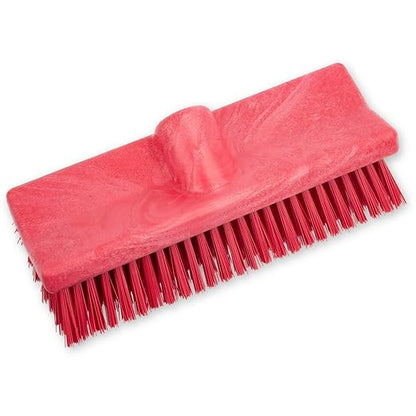 SPARTA 40423EC05 Plastic Floor Scrub Brush, Wall Brush, Equipment Brush With Nonabsorbent Bristles For Industrial Kitchens, Hospitals, Commercial Cleaning, 10 Inches, Red, (Pack of 2)