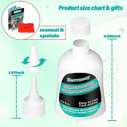 Mold Stain Remover Gel, 9.8 Fl Oz Washing Machine Cleaner, Black Stain Remover Gel for Refrigerator Strips, Grout, Shower, Window Sealant, Floor Tile, Toilet Silicone and Bathroom Sinks