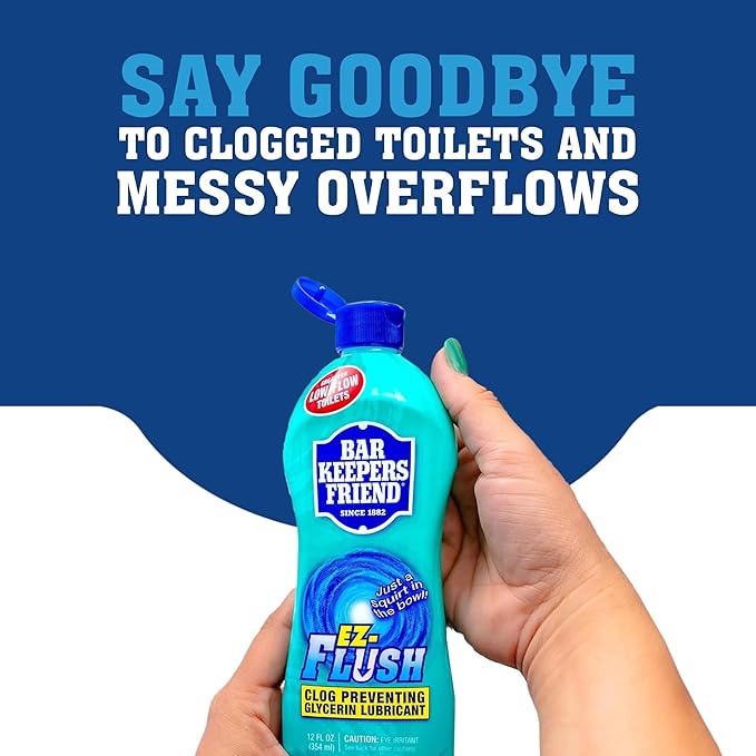 Bar Keepers Friend EZ-Flush Liquid Toilet Flushing Aid (2 x 12 Oz) Helps Prevent Clogging, Odor, Residue in Regular, Low-Flow, Boat & RV Toilets