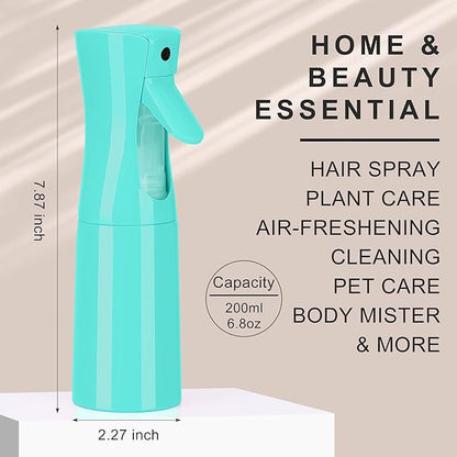 (Blue Hair Mister Spray Bottle ，Spray Water Bottle Fine Mist Refillable Plants（6.8OZ /200ML） Barber，Showering Pets, Plants, travel, Ironing and Cleaning ﻿ ﻿ ﻿(Continuous Spray)