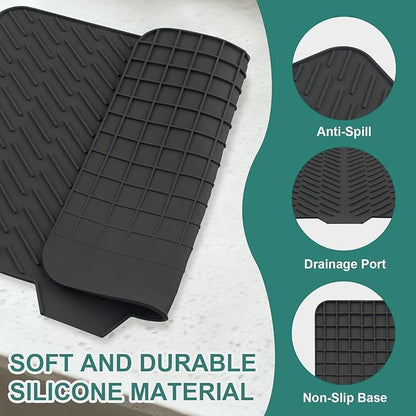 Silicone Dish Drying Mat 23x17 Multiple Usage,Easy clean,Eco-friendly,Heat-resistant Silicone Mat Dish Drying Mats For Kitchen Counter or Sink,Refrigerator or Drawer liner Black23inchx17inch
