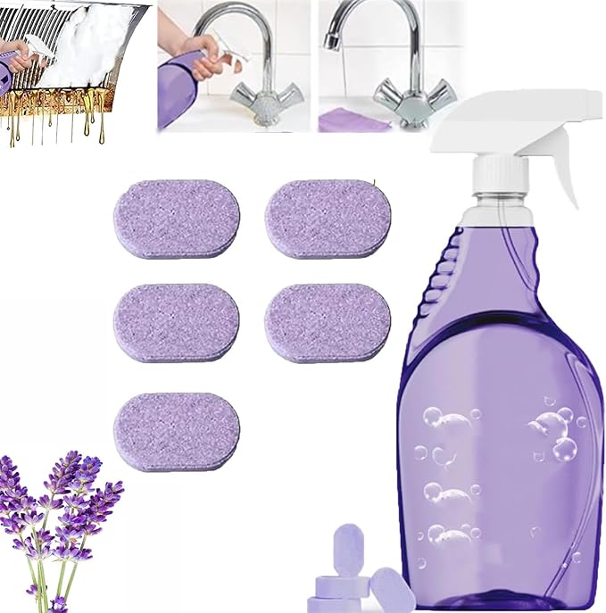 KISHAL All-Purpose Cleaning Spray With Cleaning Tablets,Multi Purpose Cleaning Spray,Multi-Surface Cleaner,Powerful Stubborn Stains Remover (1 Bottle+5 Cleaning Tablet)