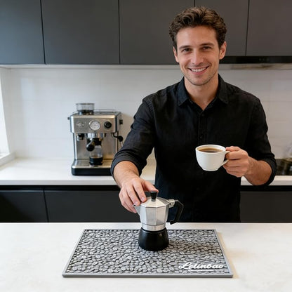 Coffee Machine Mat for Countertops, Waterproof Dish Drying Mat for Kitchen, Bars, Restaurant, 18X12in 1cm Thick Coffee Mat, Bar Decor, Espresso Mat, Non-Slip Drip Tray Mat(Gray,18"x12")