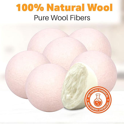 Wool Dryer Balls 6-Pack 100% Natural New Zealand Wool, Handmade in Nepal Reusable Laundry Balls, Faster Drying, Softer Clothes, Anti-Static, Dryer Sheets Alternative (Plain White)