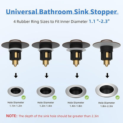 iFealClear Metal Universal Bathroom Sink Stopper, Upgraded Stainless Steel Sink Drain Strainer for 1.1''~2.36" Basin Pop Up Drain Strainer, Anti-Clogging Filter Basket, Oil Rubbed Bronze