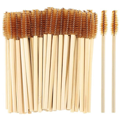 100 Pcs Disposable Wood Mascara Wands Bamboo Spoolies Brush for Eyelash Extensions, Spooly Eyebrow Brushes Lash Wand Applicator Stick (Brown)
