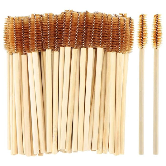 100 Pcs Disposable Wood Mascara Wands Bamboo Spoolies Brush for Eyelash Extensions, Spooly Eyebrow Brushes Lash Wand Applicator Stick (Brown)