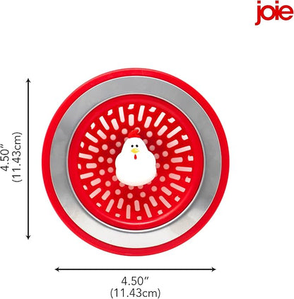 Joie Doodle Doo Kitchen Sink Strainer Basket, Fits All Standard Sinks, Stainless Steel, Cute Garbage Disposal Drain Cover, 4.5-Inch, Red Rooster