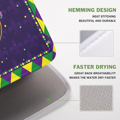 Mardi Gras Dish Drying Mat for Kitchen Counter Masquerade Mask Feather Dishes Drying Mat Microfiber Absorbent Reusable Washable Dishes Drainer Rack Mats 16x18 Inch