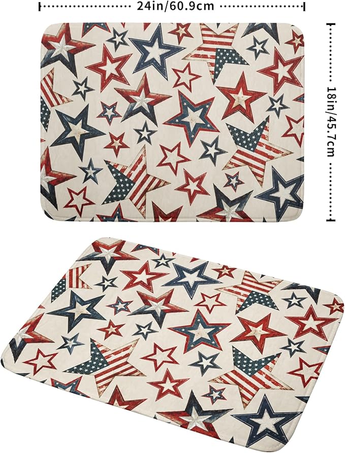 Flag Stars Stripes Patriotic 4th of July Dish Drying Pad 18 x 24 Inch With Absorbent Reversible MicrofiberAmerican Memorial Day Drying Mats Dish Drainer Mat Fast Dry For Kitchen Dining Room
