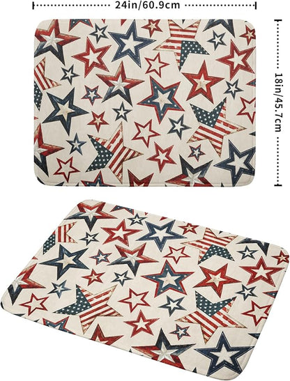 Flag Stars Stripes Patriotic 4th of July Dish Drying Pad 18 x 24 Inch With Absorbent Reversible MicrofiberAmerican Memorial Day Drying Mats Dish Drainer Mat Fast Dry For Kitchen Dining Room