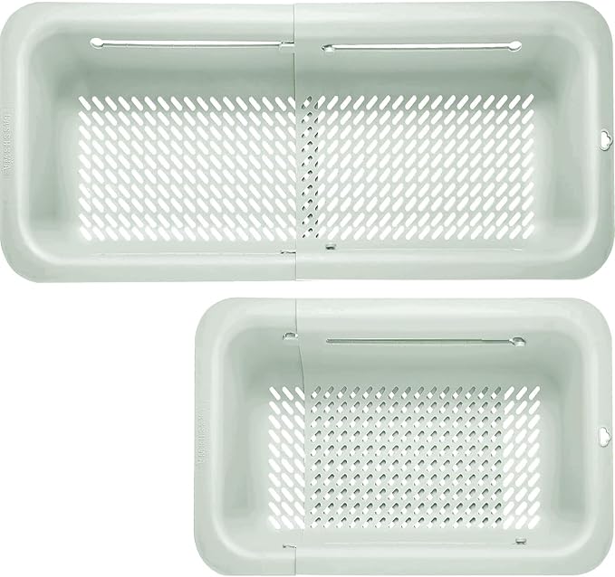 LASSHSWA Collapsible Colander for Kitchen, Over the Sink Strainer Basket for Kitchen, Fruit Pasta Food Strainer Expandable Plastic Colander BPA Free (Light Gray)