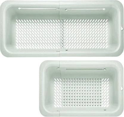 LASSHSWA Collapsible Colander for Kitchen, Over the Sink Strainer Basket for Kitchen, Fruit Pasta Food Strainer Expandable Plastic Colander BPA Free (Light Gray)