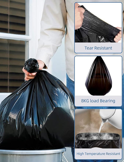 Waikas Kitchen Trash Bags 13 Gallon, 20 Counts, Flag Garbage Bags with No Flaps and No Ties, 60cm*80cm, 16.8g/pcs, Unscented, Black