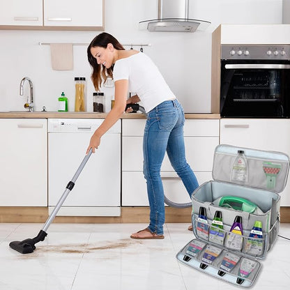 Carry Bag for Bissell Little Green Machine 1400B, Large Storage Bag Carrying Case for Bissell Carpet Cleaner, Car Vacuum Attachments Cleaning Tools Organizer, Cleaner Solution Pocke, Grey(Bag Only)