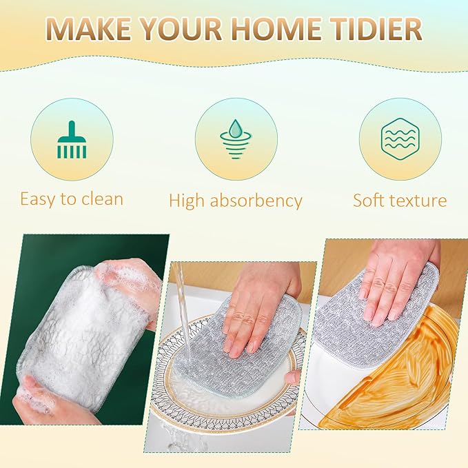 2025 New Multipurpose Wire Dishwashing Rags for Wet and Dry, Reusable Metal Scrubbing Pads Sponge Cloths, Non-Scratch Wire Dishcloth for Cleaning Kitchen Dishes, Sinks (5 Pcs)