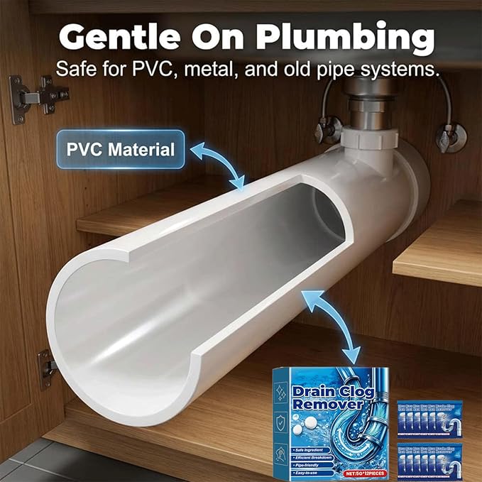 Garbage Disposal Cleaner Deodorizer Tablets - Strong Drain Effervescent Tablet for Kitchen & Bathroom Pipes, Quick-Dissolving Drain Clog Remover, Sink Smell Effervescent Tablets - 1 Year Supply (2Pcs)