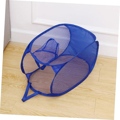 Foldable Laundry Hamper Mesh Basket with Easy Open Design for College Dorm Portable Dirty Clothes Storage Organizer Blue