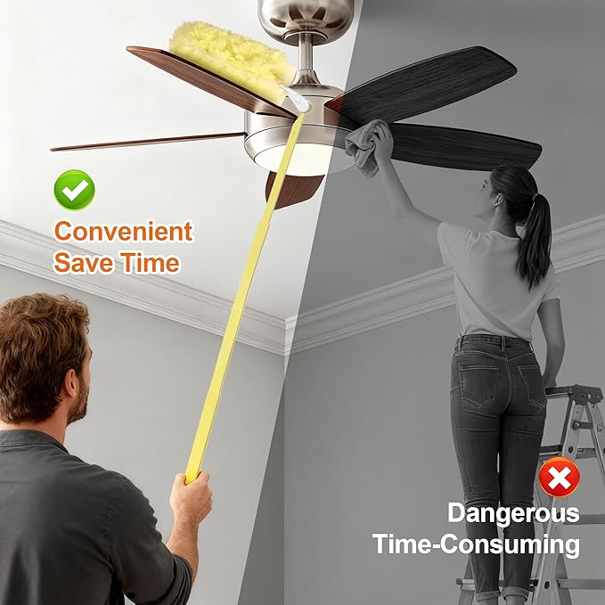 JOYMOOP Scented Telescopic Duster kit, 3FT Extendable Handle (Yellow) + 48 Yellow Refills for Swiffer Feather Duster,Easy Cleaning for Ceilings, Ceiling Fans, Blinds, Vents & Shelves