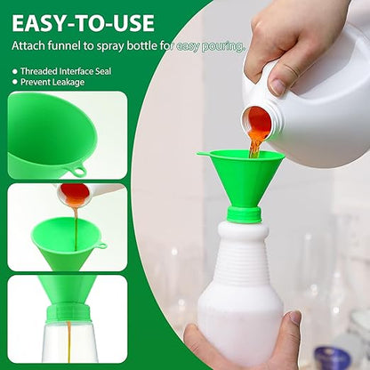 Threaded Funnel Easy Fill Funnel, Twist On Empty Spray Bottle Refill Adapter Fit for Various Size Bottles Home, Car Detailing Cleaning Supply, 30% Vinegar, Kitchen, Bath, Essential Oils(28mm)