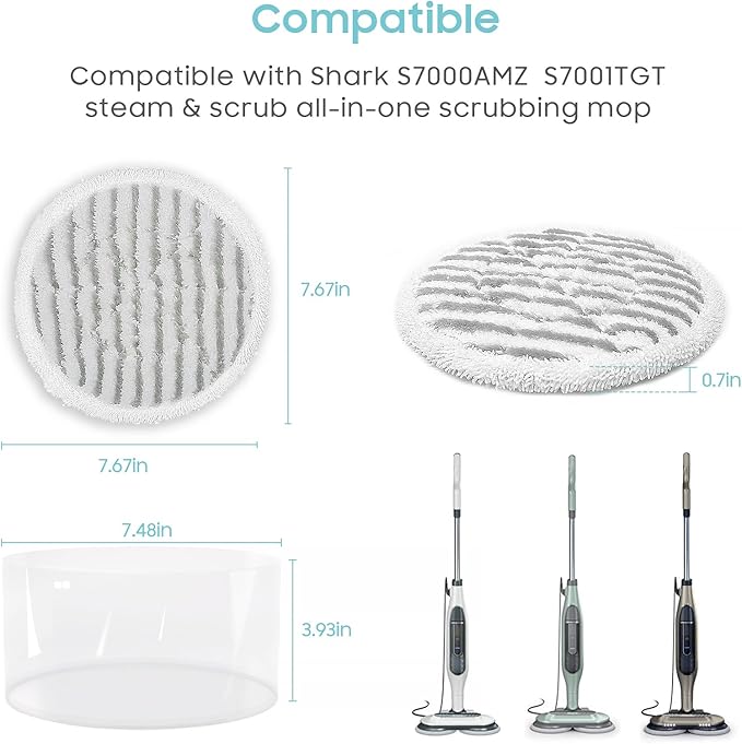 Upgraded 8 Pack Replacement Steam Mop Pads Kit Compatible with Shark S8201 S8001 S7001 S7201 S7000AMZ S7000 S7005 S7020 S7001C Series Steam & Scrub All-in-One Hard Floor Steam Mop
