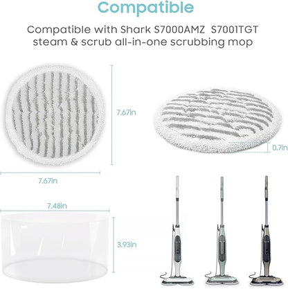 Upgraded 8 Pack Replacement Steam Mop Pads Kit Compatible with Shark S8201 S8001 S7001 S7201 S7000AMZ S7000 S7005 S7020 S7001C Series Steam & Scrub All-in-One Hard Floor Steam Mop