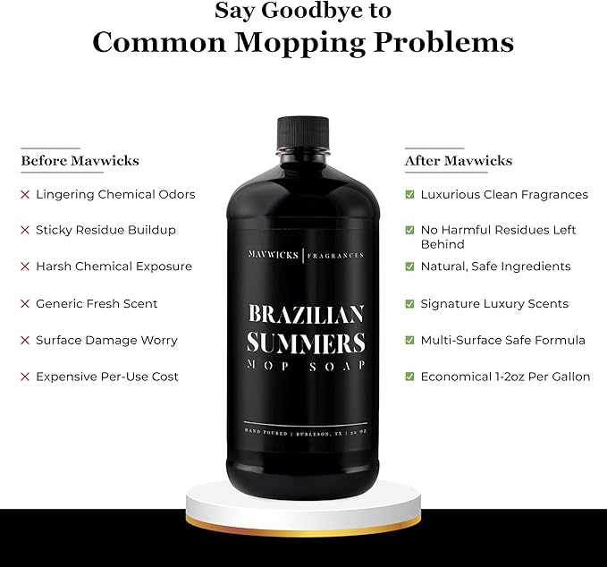 Fragrances - Luxury Mop Soap (Brazilian Summers) 32 Oz – Brazilian Summers Scented Floor Cleaner for Mopping – Pet Safe, Best Smelling Mop Detergent for All Surfaces