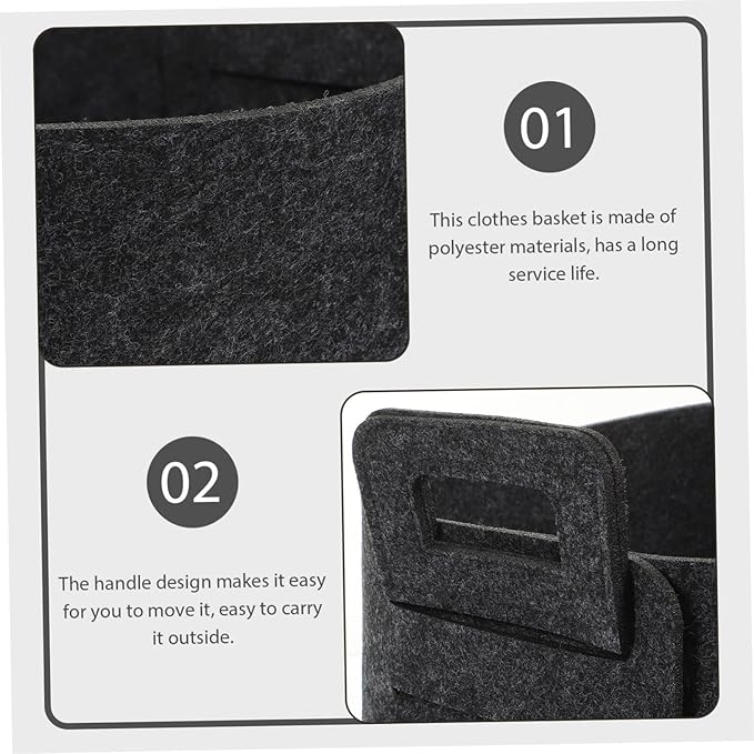 iplusmile Foldable Laundry Basket Organizer with Handles Felt Storage Bin for Dirty Clothes Household Items Sturdy Collapsible Hampers for Bedroom Nursery Closet Deep Gray