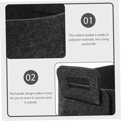 iplusmile Foldable Laundry Basket Organizer with Handles Felt Storage Bin for Dirty Clothes Household Items Sturdy Collapsible Hampers for Bedroom Nursery Closet Deep Gray