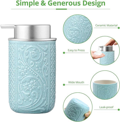 12OZ/350ML Ceramic Foaming Soap Dispenser Empty Hand Soap Dispenser Refillable Lotion Containers with Pump