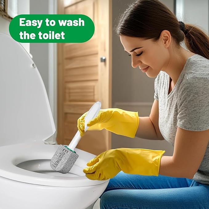 Pumice Stone Toilet Bowl Cleaner,Bathroom Cleaner Brush Toilet Wand Refills with 30CM Long Handle for Remove Hard Water Stains with 1 Wand+ Pumice Stones (20 Pack Stone)