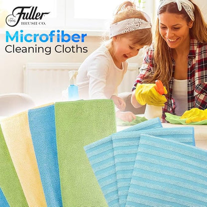 Fuller Brush 181 Dual Action Microfiber Cloths – 3-Pack, 16" x 16" Reusable Cleaning Towels with Scrubbing Stripes – Super Absorbent, Safe on All Surfaces