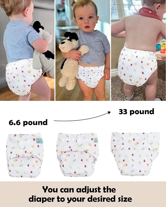 ALVABABY Baby Cloth Diapers 6 Pack with 12 Inserts Cloth Diaper Covers Adjustable Washable Reusable for Baby Girls and Boys