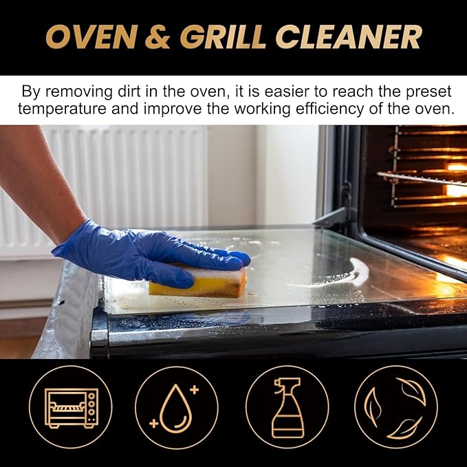 Powerful Oven & Grill Cleaner Spray,Household Outdoor Oven And Grill Cleaner Heavy Duty,Grease/Carbon/Odor Remover,No Harsh Scrubbing,Multi-Surface Safe (3)