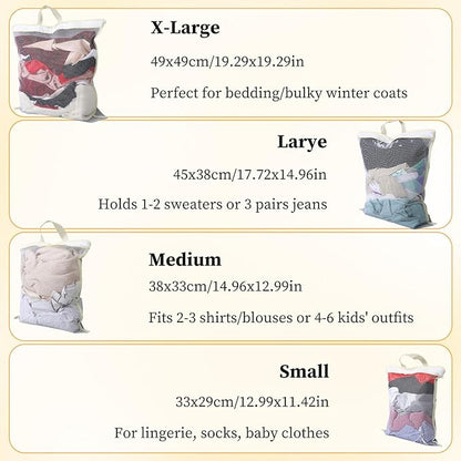 Tyqour 4PCS Mesh Laundry Bags for Washing Machine Hanging Laundry Hamper Delicates Laundry Bag with Handles (S/M/L/XL) Zipper Opening Wash Bag for Coat Sweater Lingerie Sock Sheet