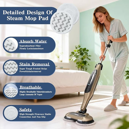 Brush Head for Shark Steam Mop S7000/S7001/S8201 Series Steam Mop Pads Replacement - Upgrade Brush Heads with Nylon Bristles, Deep Clean Hardwood & Tile Floors, Scratch-Free Polish(2Blue,2Gray)