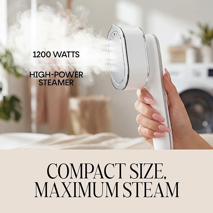 Handheld White Garment Steamer & Iron 2-in-1, Fast 10s Heat-Up Portable Clothes Steamer with LED Display, 4 Smart Modes & Leak-Proof Design – White Travel and Home Wrinkle Remover