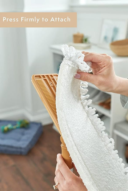 Harper Live.Love.Clean. Bamboo 2-in-1 Smooth Surface Wet/Dry Dust Mop with (2) Washable Pads for Cleaning Dust, Pet Hair & Fine Dry Dirt
