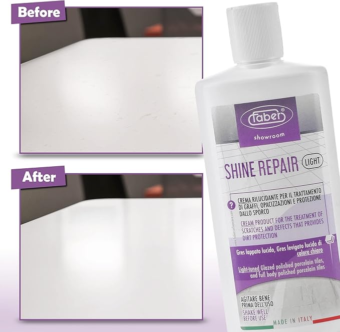 FABER Floor Shine Repair - Premium Floor Polishing Cream for Scratches & Defects, Protects from Dirt - Perfect for Colored Glazed & Full Body Polished Porcelain Tiles – Professional & Home Use