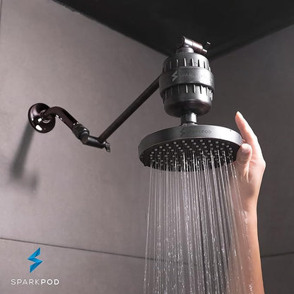SparkPod Shower Head - High Pressure Rain - Premium Quality Luxury Design - Easy Clean Adjustable Replacement for Your Bathroom Shower Heads (Vintage Oil Rubbed Bronze, 6 Inch Round)