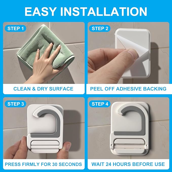 12Pack Broom Holder Wall Mount, Damage Free Hanging Wall Mount Broom and Mop Holder, Household Cleaning Organizer for Organization and Storage, Holds up to 6 lb