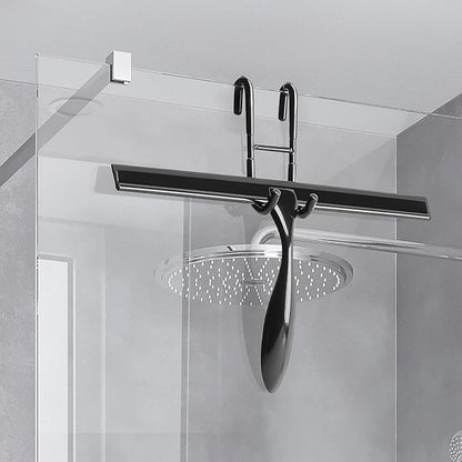 Simtive 12-Inch Shower Squeegee Set, Includes Shower Door Hook and Adhesive Hook, Squeegee for Shower Doors, Mirror and Window, Black